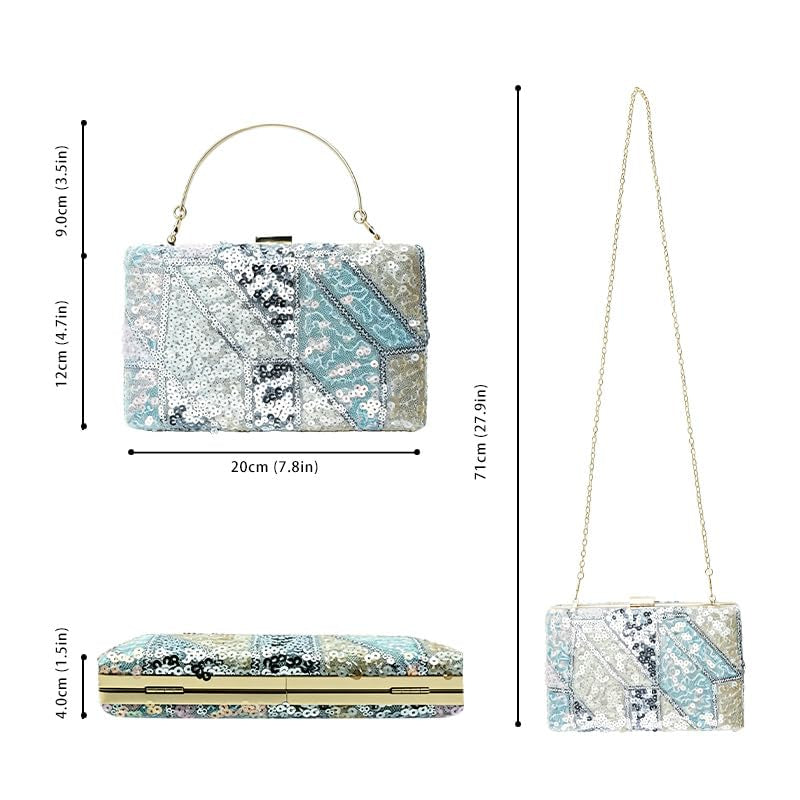 Sequin Geometric Clutch for Women Sparkly Evening Bag