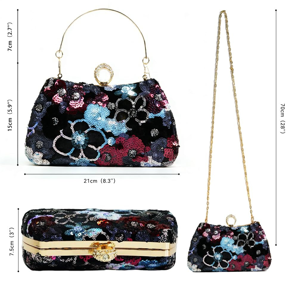 Women's Floral Sequin Evening Clutch