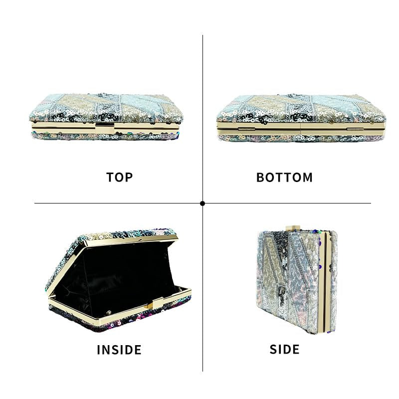 Sequin Geometric Clutch for Women Sparkly Evening Bag