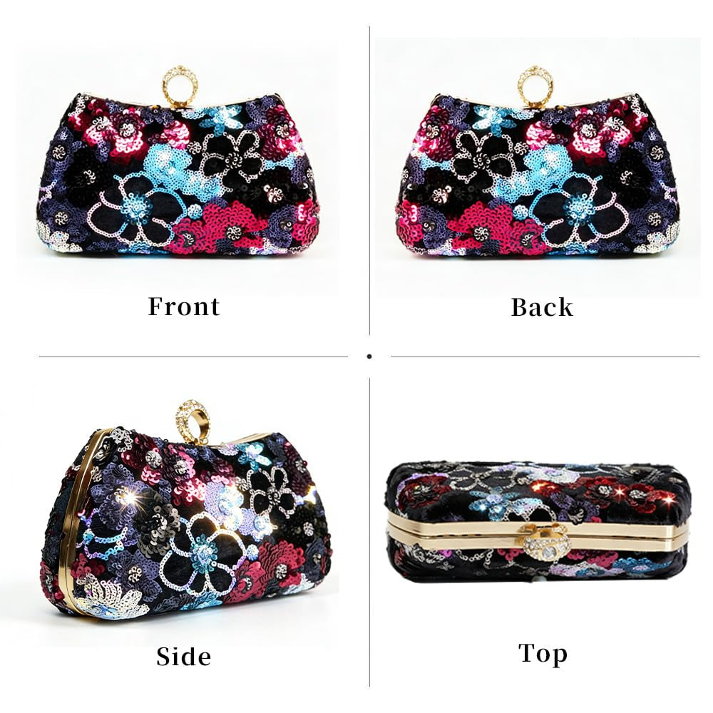 Women's Floral Sequin Evening Clutch