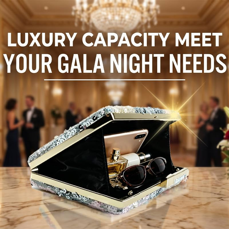 Sequin Geometric Clutch for Women Sparkly Evening Bag