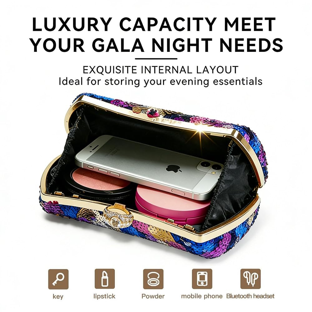 Women's Floral Sequin Evening Clutch