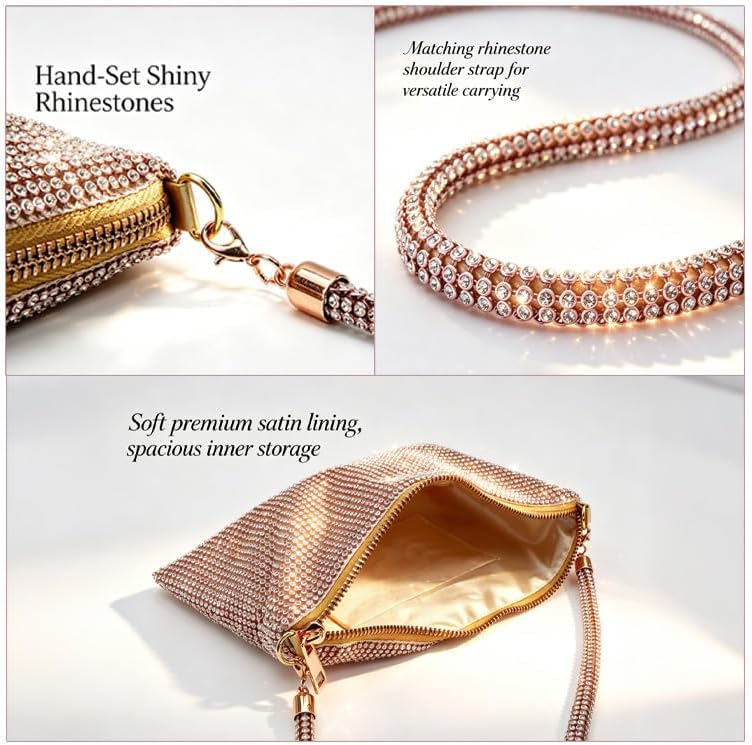 Shiny Rhinestone Crossbody Purse Clutch Sparkly Diamond Handbag Hobo Rhinestone Purses For Women