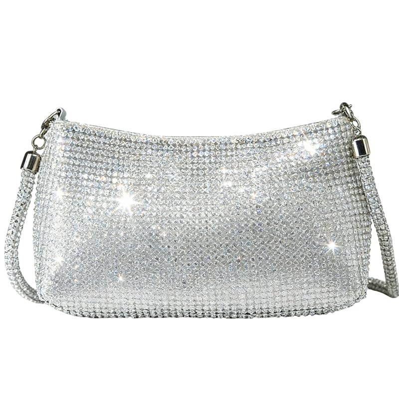 Rhinestone Clutch Purse for Women, Sparkly Crystal Shoulder Bag with Detachable Strap, Formal Evening Handbag | Perfect for Weddings