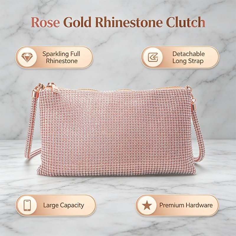 Shiny Rhinestone Crossbody Purse Clutch Sparkly Diamond Handbag Hobo Rhinestone Purses For Women