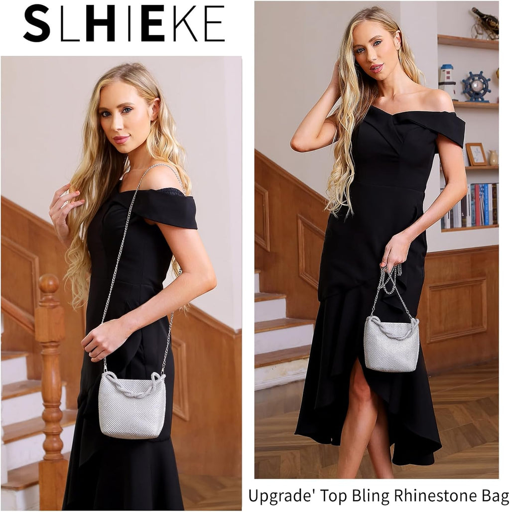 Sparkly Clutch Purses For Women Wedding Party Pleated Silver Banquet Evening Bags For Women Formal