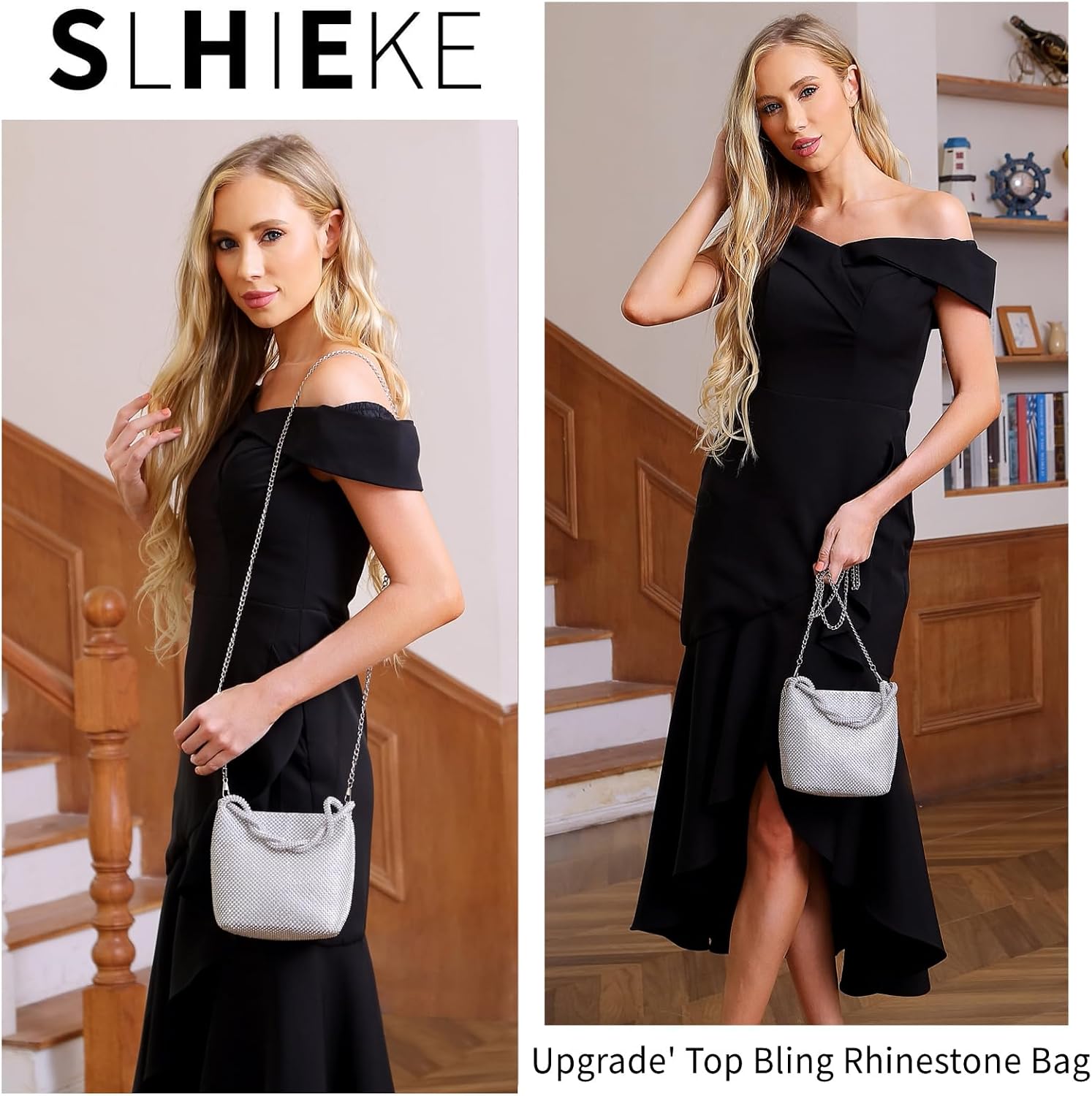 Sparkly Clutch Purses For Women Wedding Party Pleated Silver Banquet Evening Bags For Women Formal