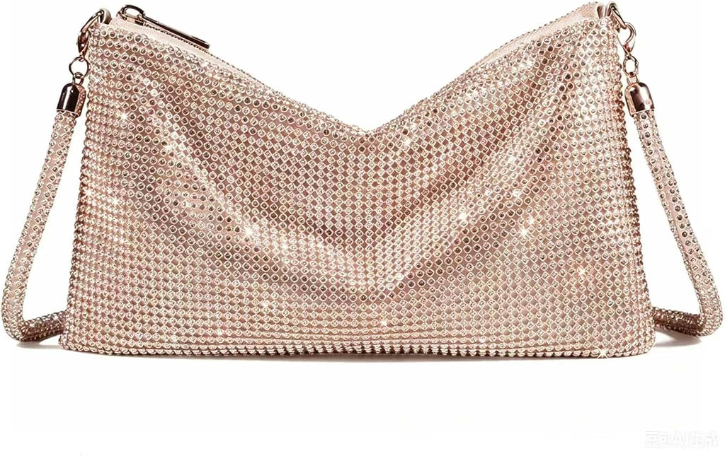 Shiny Rhinestone Crossbody Purse Clutch Sparkly Diamond Handbag Hobo Rhinestone Purses For Women