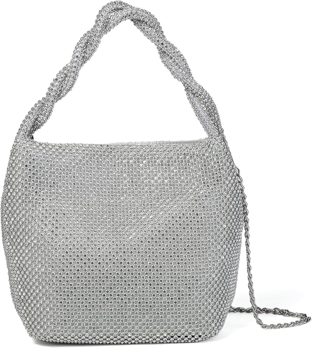 Sparkly Clutch Purses For Women Wedding Party Pleated Silver Banquet Evening Bags For Women Formal