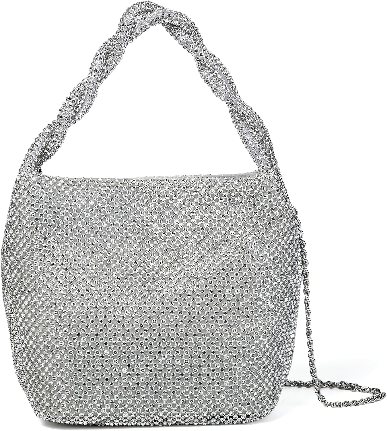 Sparkly Clutch Purses For Women Wedding Party Pleated Silver Banquet Evening Bags For Women Formal