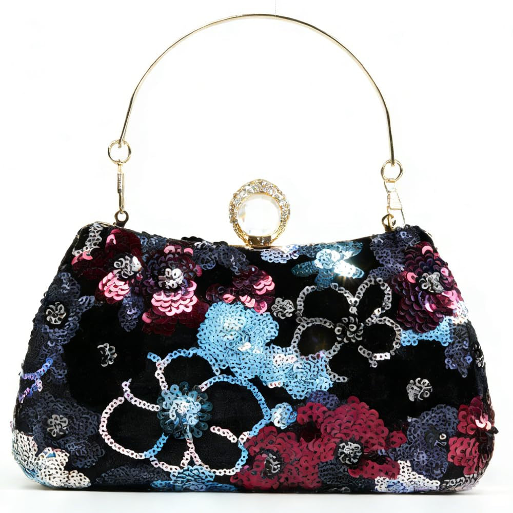 Women's Floral Sequin Evening Clutch