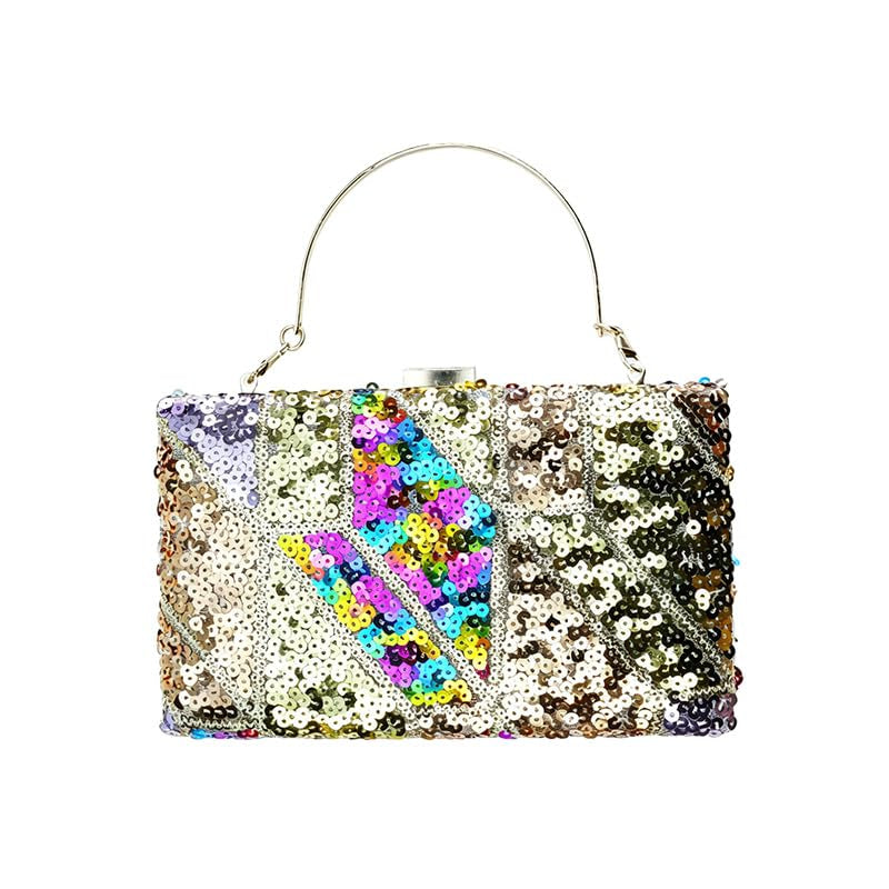 Sequin Geometric Clutch for Women Sparkly Evening Bag