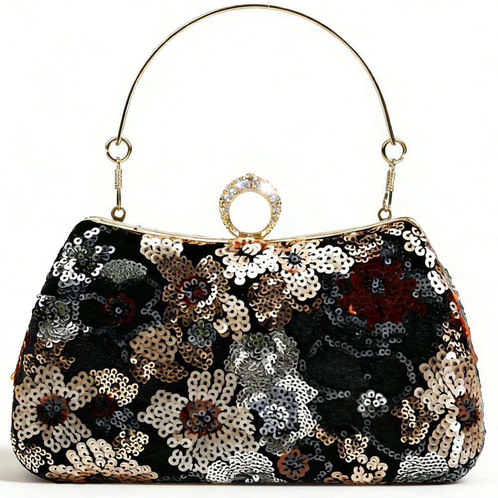 Women's Floral Sequin Evening Clutch