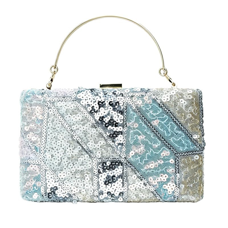 Sequin Geometric Clutch for Women Sparkly Evening Bag