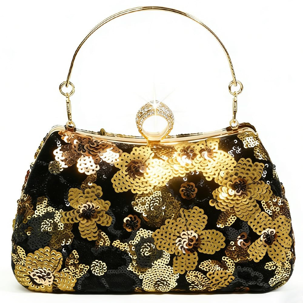Women's Floral Sequin Evening Clutch
