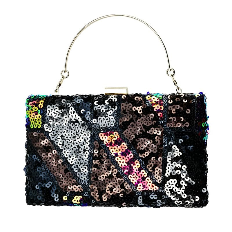 Sequin Geometric Clutch for Women Sparkly Evening Bag